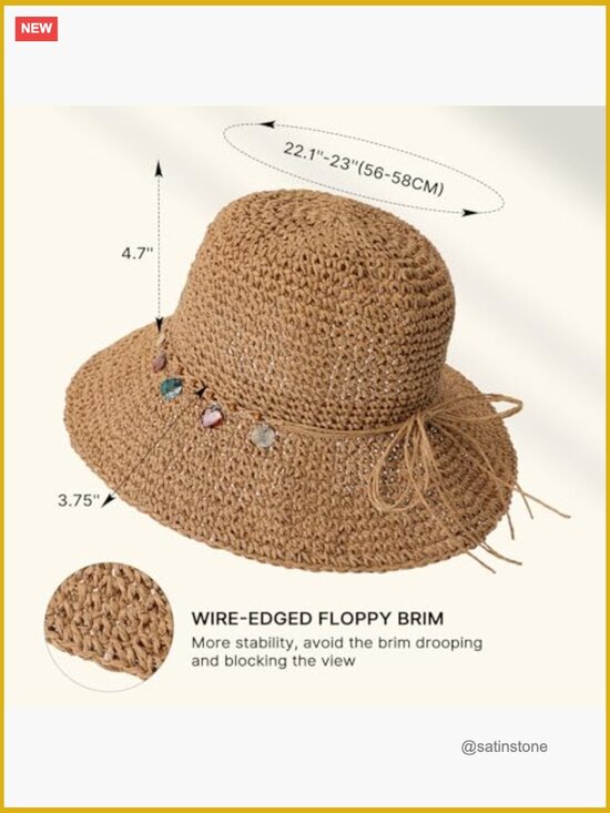 Floppy Wide Brim Paper Straw Bucket Hat UPF 50+ Sun Protection main image 2